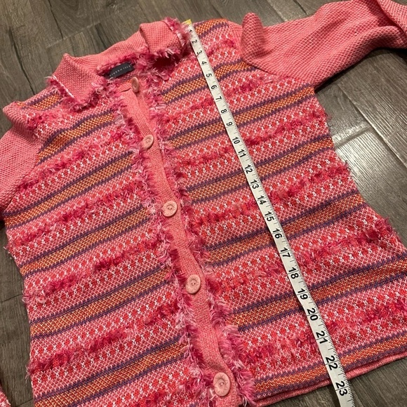Northern Isles Cardigan Sweater Women's Small Pink Knit Ramie Fair Isle Vintage - Picture 8 of 9